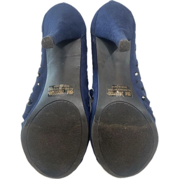 CATO Faux Blue Suede Laser Cut Open toe Sandals Women’s Size 8 - Picture 5 of 5